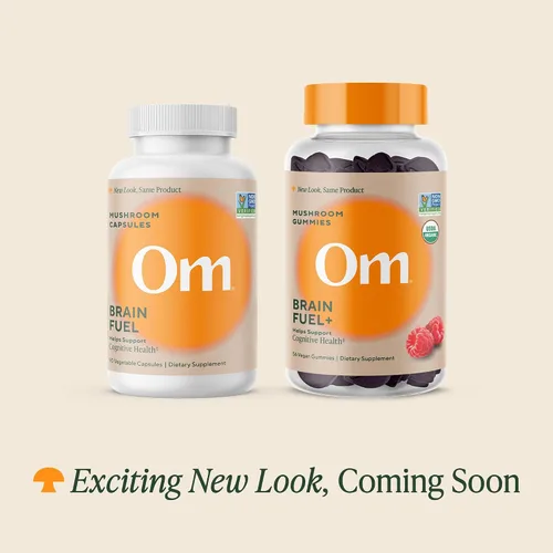 Miniatura 2 de OM MUSHROOM SUPERFOOD Brain Fuel - Cápsulas en polvo de hongos suplemento superalimentario, 90 unidades, 30 días, melena de león, mezcla de reishi