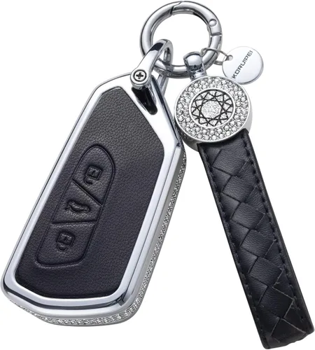 Miniatura 35 de Funda para llavero compatible con Volvo, cuero negro con cristal de protección de 360 grados para XC90, XC60, XC40, S60, S90, V60, V90, Polestar 1