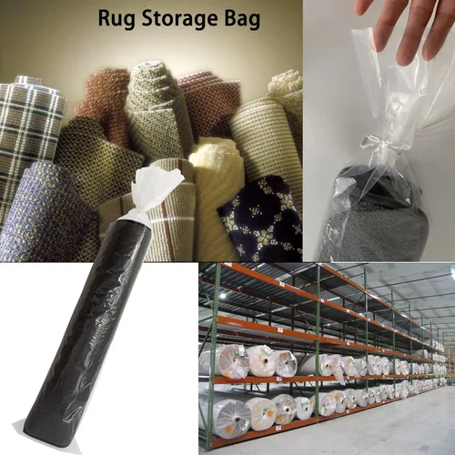 Miniatura 5 de 4 bolsas de almacenamiento de plástico transparente enrolladas para alfombras con 10 lazos, se adapta a alfombras de hasta 6 x 9 pies, resistente
