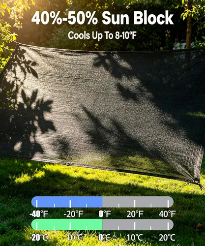 Miniatura 2 de e.share Tela de Sombra Negra 40% para Jardín - 20 Pies X 36 Pies Malla de Sombra Solar para Patio Exterior con Ojales, para Cubiertas de Plantas