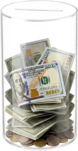 Miniatura 15 de Alcancía transparente para adultos/niños, caja de dinero de acrílico que no se puede abrir para ahorrar dinero en efectivo y monedas, debe romperse