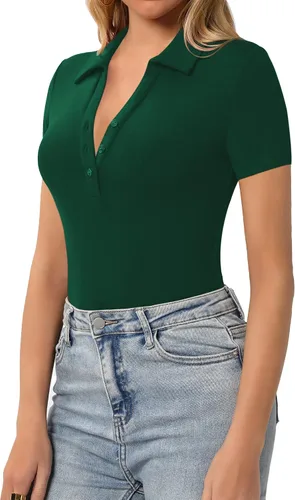Miniatura 2 de HERLOLLYCHIPS Camisetas ajustadas de manga larga para mujer, cuello en V, con botones