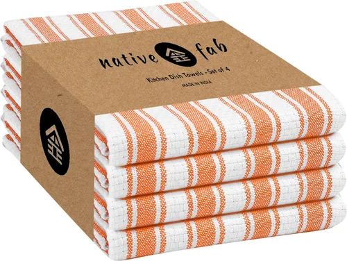 Miniatura 28 de Native Fab Toallas de Cocina a Rayas - 100% Algodón - Paquete de 12 - 16"x26" - Paños de Té a Rayas con Tejido de Cesta, Paños de Cocina para Secar