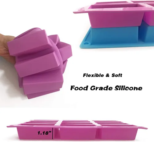 Miniatura 4 de Juego de 2 moldes rectangulares de silicona, 12 cavidades, para hacer barras de proteínas, barras energéticas, pan de caramelo, pan, muffins