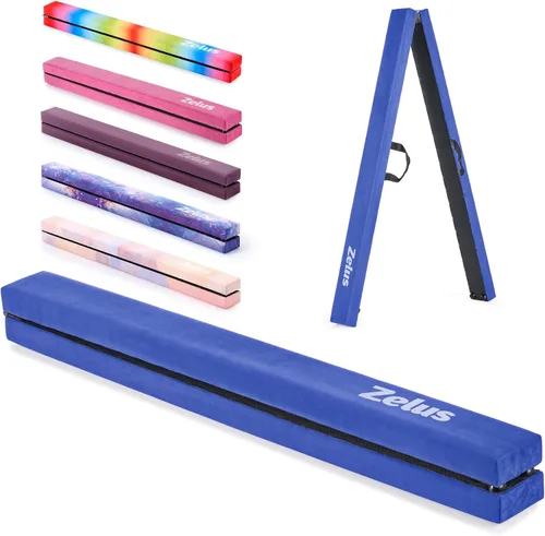 ZELUS Viga de Equilibrio de Gimnasia Plegable de 8', Viga de Equilibrio de Suelo con Asas de Transporte, Base Antideslizante para Niños,