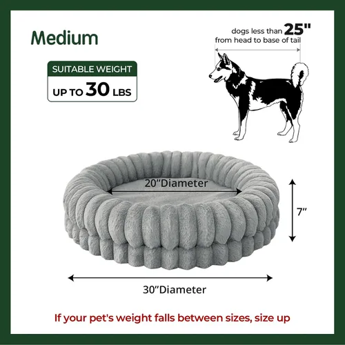 Miniatura 5 de BALANCE Cama de Donut de Lujo para Perros, Cama Redonda de 30 Pulgadas para Perros Medianos Lavable, Cama Ortopédica Calmante para Perros con Fondo