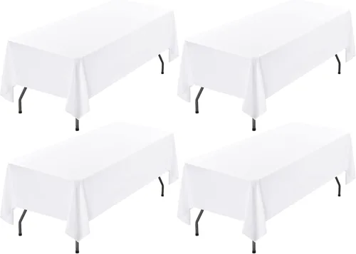 Miniatura 151 de Showgeous Paquete de 4 manteles rectangulares de poliéster de 60 x 102 pulgadas, resistentes a las arrugas, lavables, para bodas, mesas de comedor
