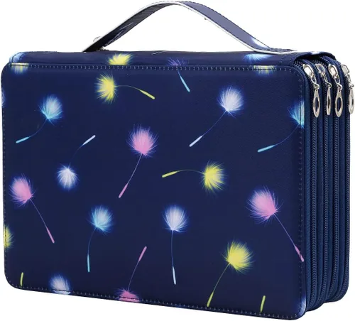 Estuche para lápices de colores portátil de 200 ranuras con patrón de impresión para bolígrafos de acuarela o marcadores, organizador de estuche