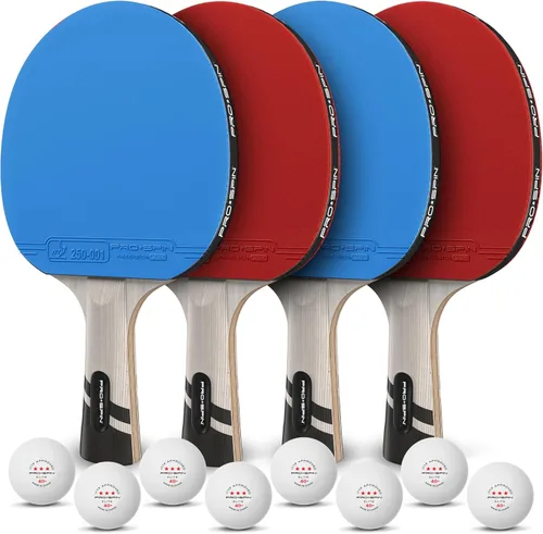 Miniatura 8 de PRO-SPIN Palas de ping pong - Raquetes de tenis de mesa de nivel profesional con fibra de carbono para un control superior Lámina de 7 capas, goma