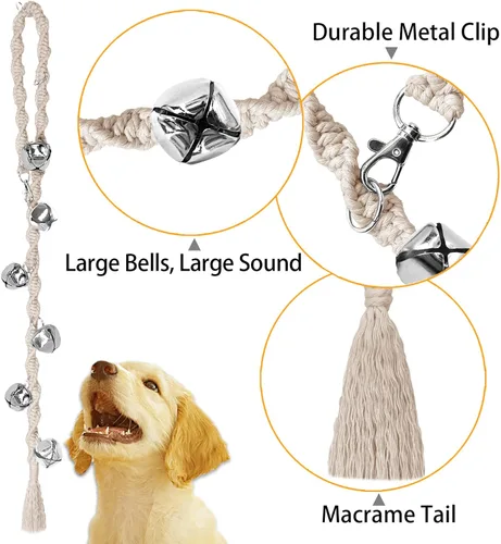 Miniatura 2 de Campanas de Perro para Salir al Aire Libre y Entrenamiento de Orinal para Cachorros, Campana de Puerta de Perro Ajustable para Ir al Baño, Hecho a
