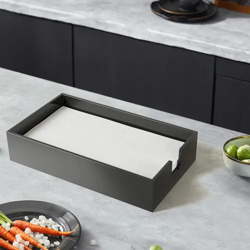 Miniatura 4 de Servilletero acrílico para toallas de invitados, bandeja de almacenamiento de toallas de mano de papel de baño negro, soporte de toalla de papel