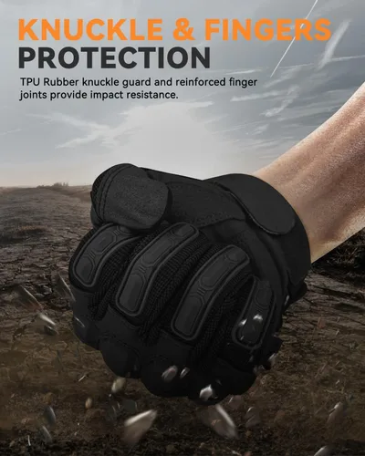 Miniatura 2 de KUMGIM Tactical Gloves for Men Women, Motorcycle Gloves Touchscreen Airsoft Hunting Shooting Glove Black Tan for Outdoor Paintball Work Motorcycle