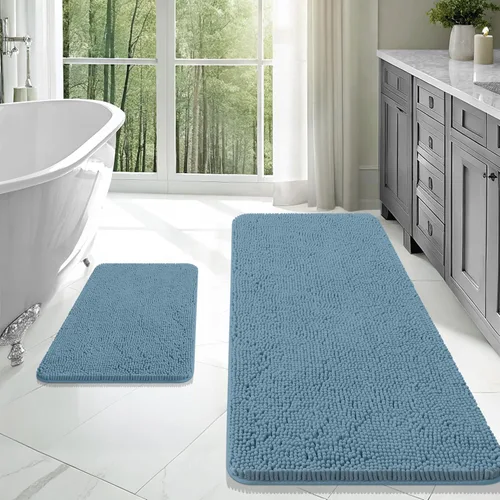 Miniatura 107 de OLANLY Juego de alfombras de baño de 2 piezas, alfombras de baño de chenilla suave y absorbente y alfombra de contorno en forma de U para inodoro