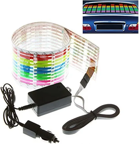 Miniatura 2 de Tira de LED para auto con diseño de ecualizador, pegatina de 90 x 25 cm, diseño musical, brillante, activado con la música, se ilumina al ritmo