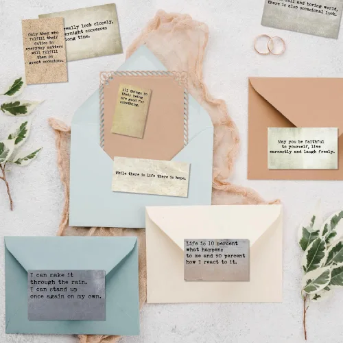 Miniatura 4 de 60 calcomanías motivacionales vintage con citas – estilo máquina de escribir, calcomanías literarias e inspiradoras positivas para álbumes
