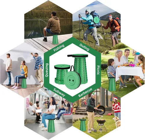Miniatura 6 de Qiguet Taburete plegable, silla plegable, silla portátil mejorada con capacidad de carga de 400 libras, taburete portátil para camping, pesca