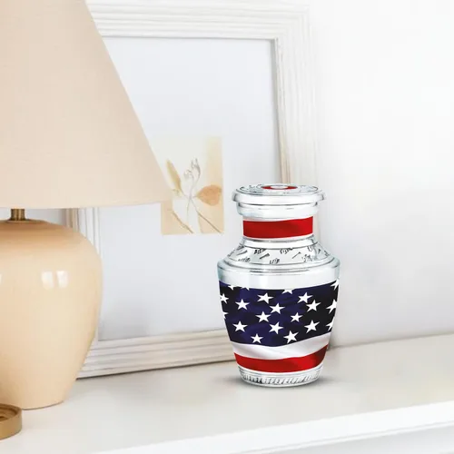 Miniatura 7 de Urnas con Bandera Americana para Cenizas Humanas Adultas Masculinas y Femeninas, Pequeña Urna de Recuerdo para Cenizas Humanas Adultas Mujer