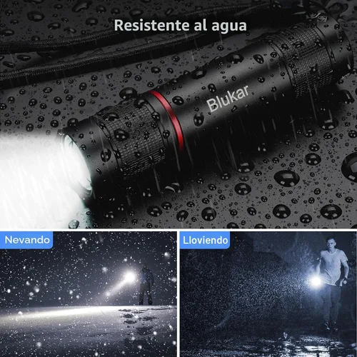 Miniatura 8 de Blukar Linterna recargable, linterna de alto lúmenes, linterna LED pequeña súper brillante - Con zoom, brillo ajustable, de larga duración