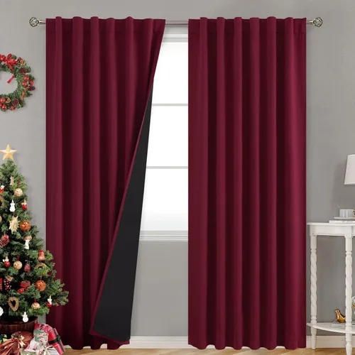 Miniatura 13 de BGment Cortinas 100% opacas beige de 63 pulgadas de largo con forro aislante térmico, bolsillo para varilla y lengüeta trasera de doble capa