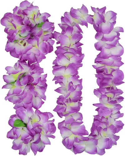 4 piezas de leis hawaianos morados con hojas verdes para fiesta de graduación, fiesta de baile, accesorio de fotos en exteriores (morado)