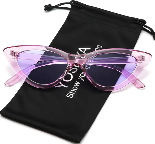 Miniatura 3 de Lentes de sol retro para mujer, con marco de plástico y diseño con estilo ojo de gato YOSHYA