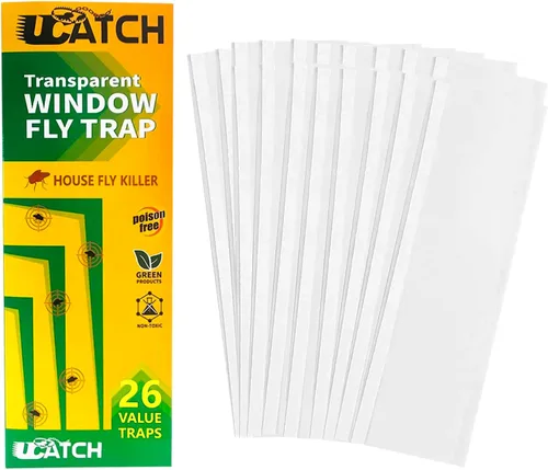 UCatch Trampas transparentes para moscas (paquete de 26) para atrapar moscas domésticas, polillas, mosquitos, arañas, insectos. Papel transparente