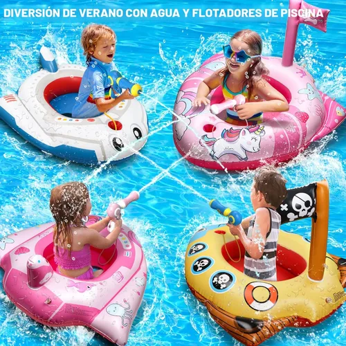 Miniatura 5 de HopeRock Flotadores de piscina de unicornio para niños pequeños y niños, con pistola de agua, juguetes de piscina para niñas de 3 a 8 años, juguetes