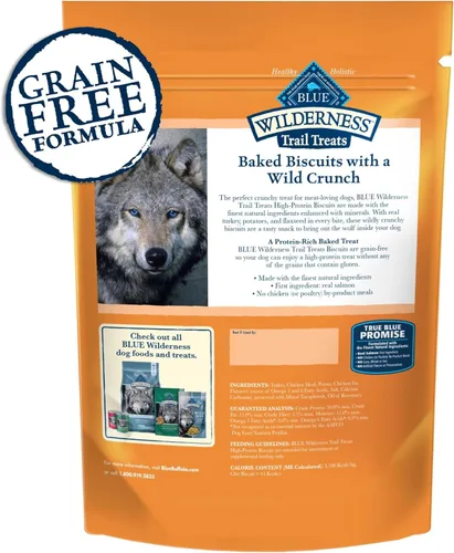 Miniatura 2 de Blue Buffalo Wilderness Trail Treats - Galletas crujientes para perros, sin granos, con alto contenido de proteínas, receta de pavo, bolsa de 24