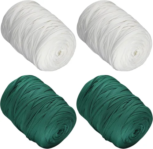 Miniatura 46 de 400g de hilo de tela elástica para tejer con ganchillo para DIY, 119 metros de hilo de espagueti grueso para tejer para proyectos de bolso, cesta