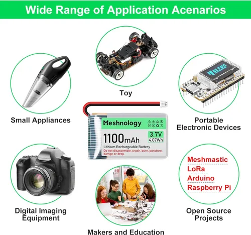 Miniatura 6 de Batería Li de 3.7 V 1100 mAh con cable de cargador USB 102540 1S LiPo batería con placa de protección, cinta de goma aislada y enchufe micro JST