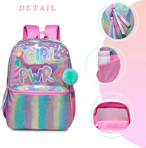 Miniatura 4 de HTgroce Mochila para niñas de primaria para estudiantes, juego de mochila escolar para niñas, bolsa de libros preescolar con lonchera y estuche