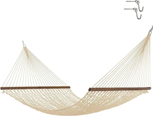 Miniatura 14 de Nags Head Hammocks First Mate - Hamaca de cuerda DuraCord azul marino, 12 pies x 50 pulgadas, capacidad de 450 libras, barra esparcidora Cumaru