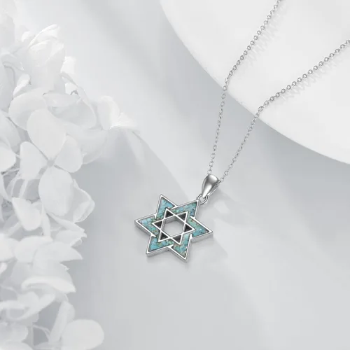 Miniatura 5 de CRMAD Collar de plata de ley con cruz de David, símbolo de paz, urnas, árbol de la vida, concha de abulón, joyería judía para mujeres y hombres