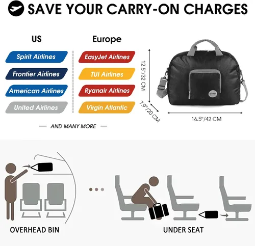 Miniatura 2 de WANDF - Bolsos de lona plegable en tamaños de 16 a 22 pulgadas y con volúmenes de entre 5.28 a 13.2 galones para viajar, llevar al gimnasio