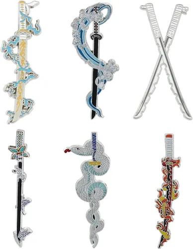 Anime Slayer - Juego de pines de llavero Figuras de dibujos animados 9 Hashiras Mini Katana Sword Llaveros Esmalte Pin Joyería Hombres Mujeres