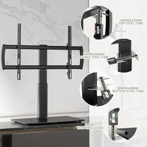 Miniatura 6 de Soporte universal giratorio para TV con base de mesa para televisores de 32 a 65 pulgadas con giro de 80 grados, base de 4 niveles de altura