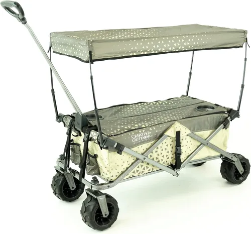 Miniatura 10 de Creative Outdoor All-Terrain Deluxe Wagon Ruedas giratorias todo terreno de 360 grados Ideal para playa, parque, jardín y portón trasero Negro
