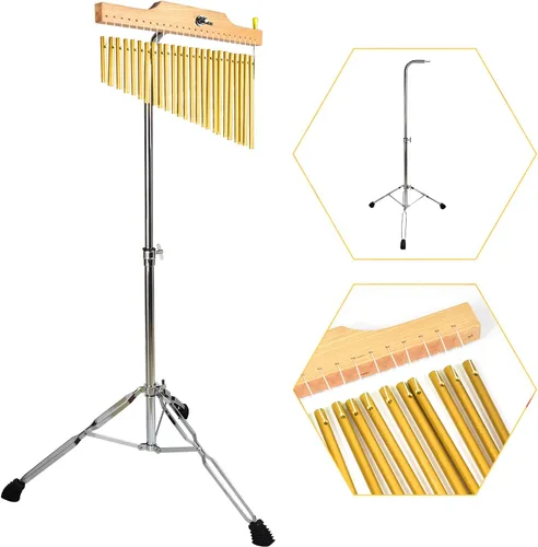 Miniatura 2 de ENNBOM Campanillas de barra con soporte ajustable para 25 notas 36 notas, campanillas de viento de una hilera, instrumento de percusión musical