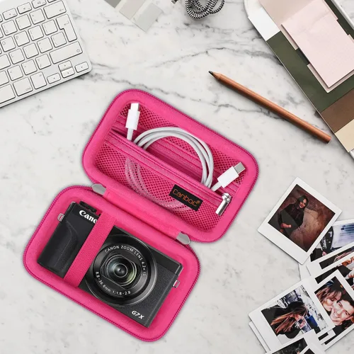 Miniatura 8 de Canboc Funda de transporte para cámara digital Canon PowerShot G7X Mark III/G7X Mark II/SX740/SX730, bolsillo de malla compatible con cable USB