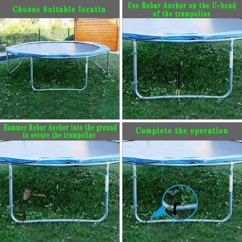Miniatura 7 de Estacas de viento para trampolines de 10 x 2 pulgadas, estacas de acero galvanizado en forma de U, anclajes de suelo con extremo afilado para tienda
