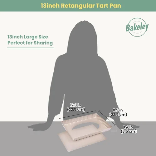 Miniatura 3 de Sartén rectangular para tartas de 13 pulgadas con parte inferior suelta extraíble, antiadherente, oblongo para hornear en horno (dorado champán)
