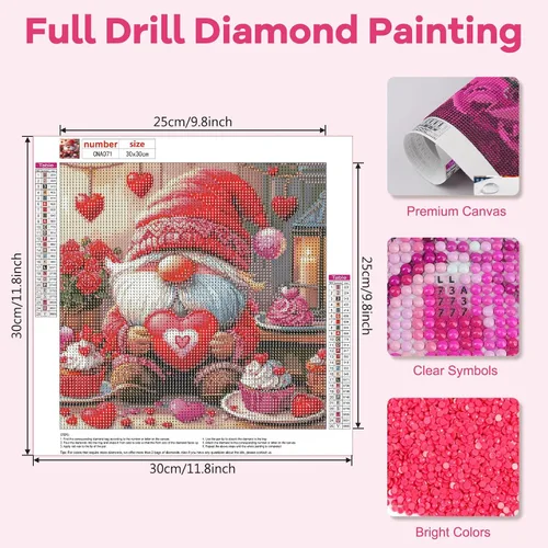 Miniatura 4 de NAIMOER Kits de arte de diamantes para el día de San Valentín para adultos principiantes, kit de pintura de diamantes de gnomos 5D, arte de gemas
