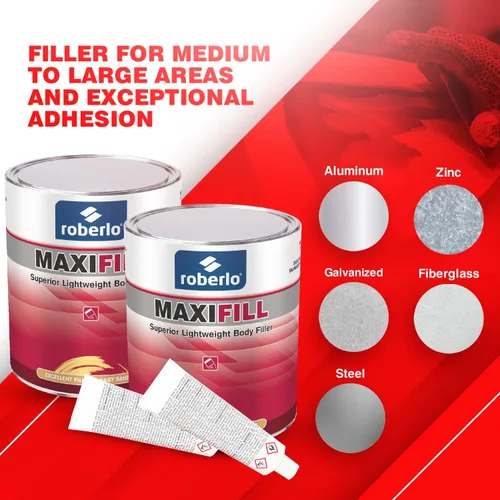 Miniatura 7 de Roberlo Maxifill - Relleno de cuerpo ligero superior, fácil de lijar y pintar para reparaciones de automóviles, ideal para abolladuras, agujeros