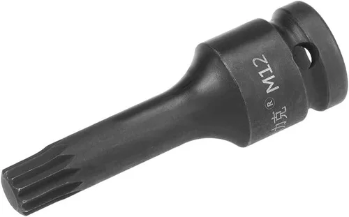 Miniatura 12 de uxcell 1/2" Drive x M14 (0.551 in) Impact Triple Square Spline Bit Socket, métrico 3" longitud, uso de acero CR-MO con destornilladores de impacto