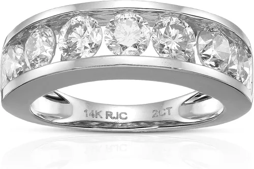 Miniatura 19 de VIR JEWELS Anillo de boda de diamante blanco de 1 cttw a 2 quilates para mujer, juego de canales de oro de 14 quilates, tamaño 4.5-10