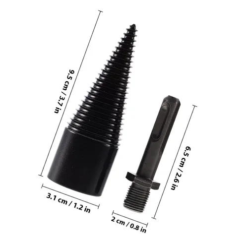 Miniatura 2 de 4pcs Wood Log Splitter Drill Bit Set with 3 Detachable Handles (Round, Square, Hex) 32mm Carbon Steel Firewood Splitting Tool for Electric Hammer