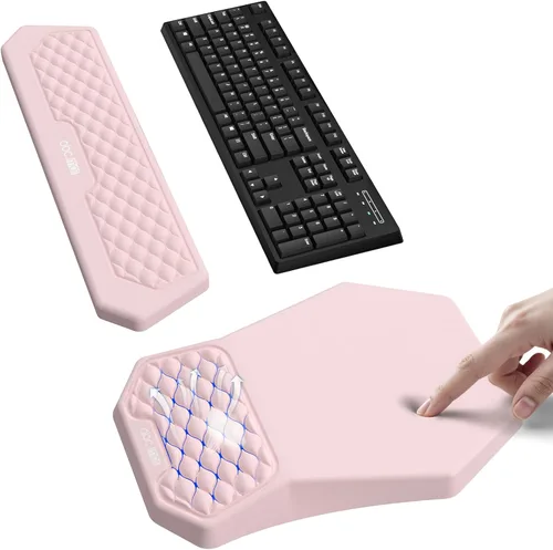 Miniatura 13 de Juego de alfombrilla ergonómica para mouse y reposamuñecas para teclado, diseño de masaje para aliviar el dolor del túnel carpiano, espuma Negro
