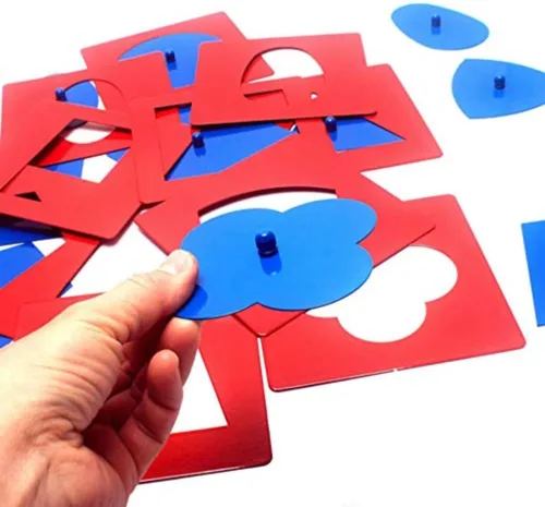 Miniatura 4 de Montessori - Juego de inserciones de metal de calidad profesional, 10 unidades, educación preescolar, formas geométricas, juguetes de aprendizaje