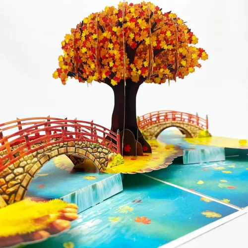 Miniatura 9 de Tarjeta de felicitación desplegable 3D – Tarjeta de pesca hecha a mano con lubina saltarina y lago escénico – Día del Padre, cumpleaños, jubilación