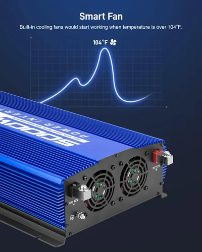Miniatura 5 de Inversor de corriente de 5000 W de 12 V a 110 V con 4 salidas de CA, 2 puertos USB para campamento/camión/RV/hogar